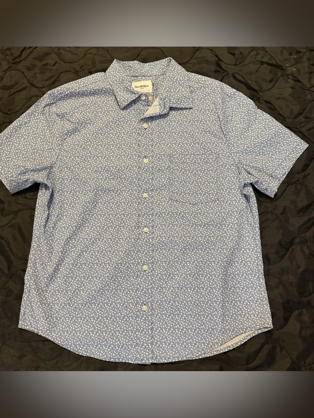Goodfellow & Co Light Blue Short-Sleeve Micro Floral Button-Down Shirt